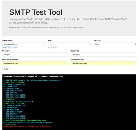 smtp test website.